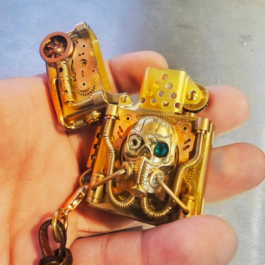 Brass Steampunk Mask Flip Lighter