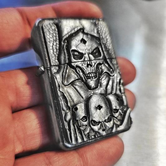 Demon & Skulls Plated Flip Lighter