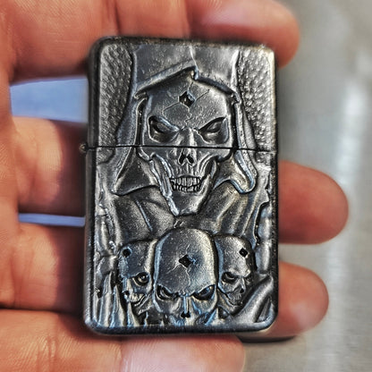Demon & Skulls Plated Flip Lighter