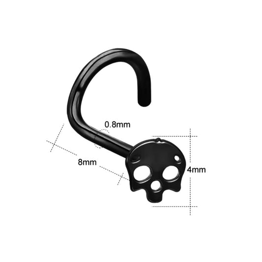 Schwarzer Nasenstecker mit Totenkopf-Motiv