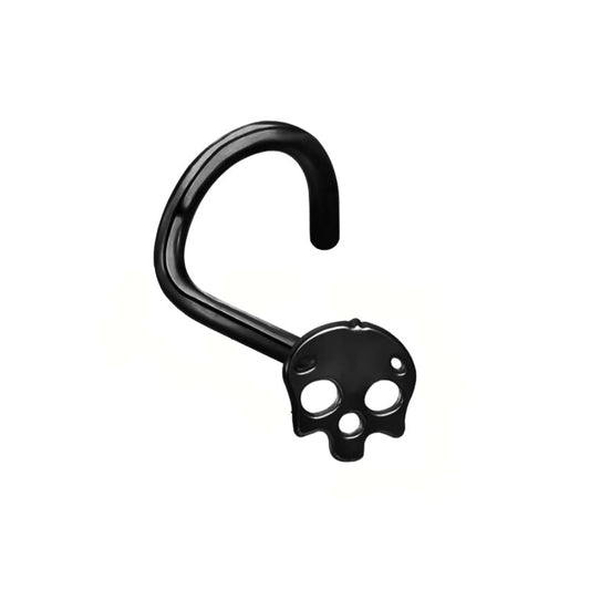 Schwarzer Nasenstecker mit Totenkopf-Motiv