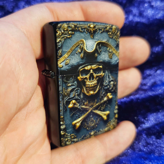 Pirate Skull & Crossbones Black Flip Lighter