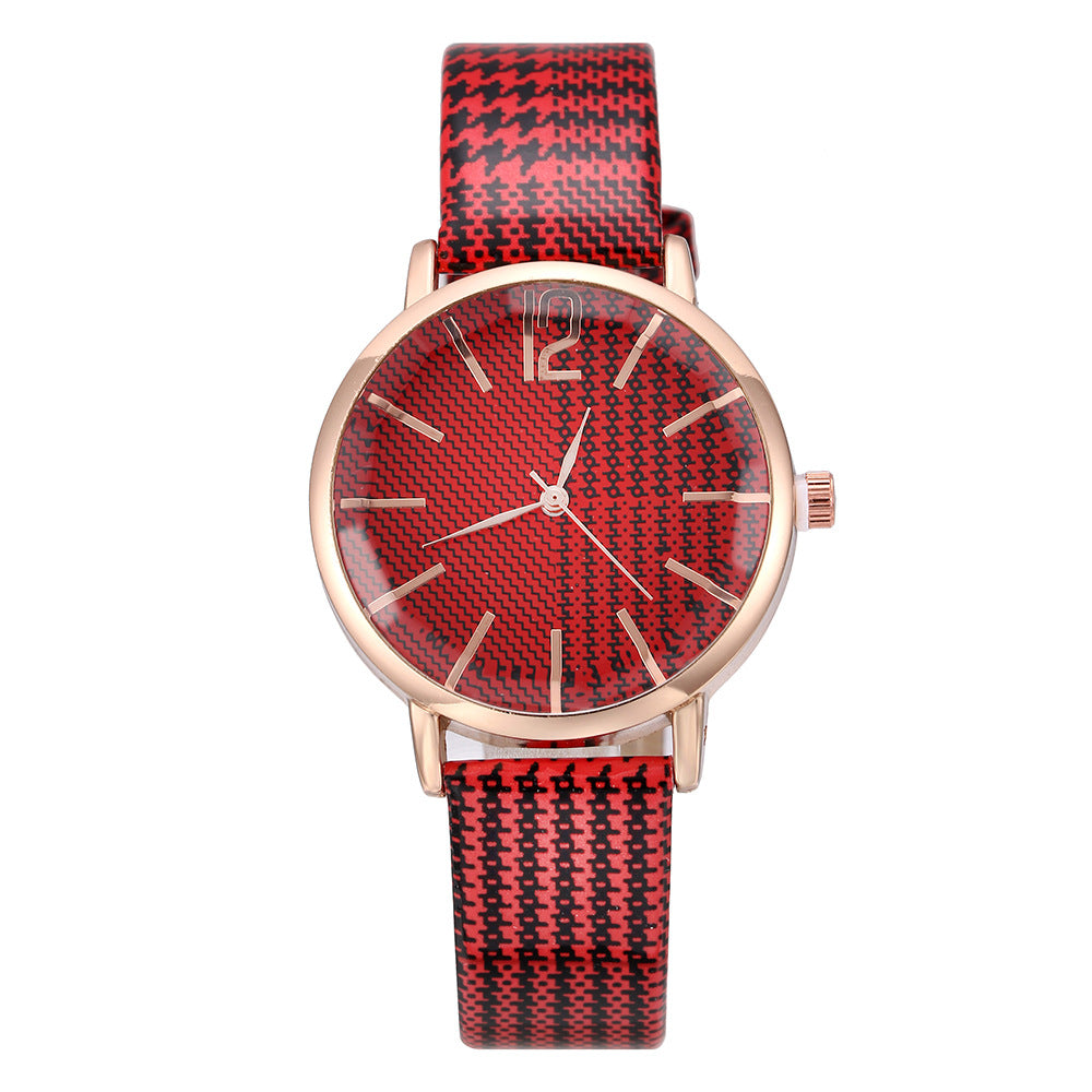 Montre-bracelet à quartz décontractée pour femme avec miroir en verre angulaire polygonal à carreaux