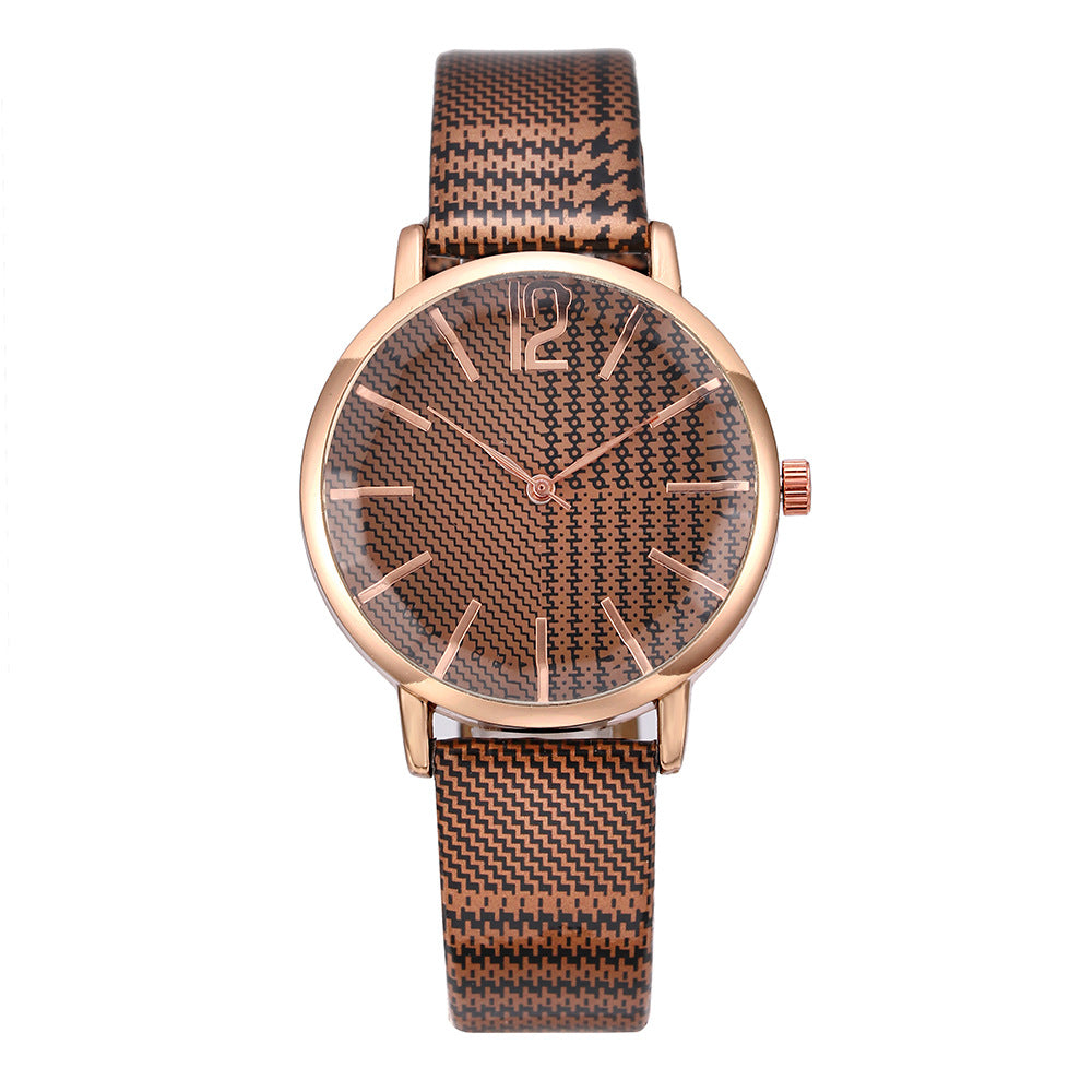 Montre-bracelet à quartz décontractée pour femme avec miroir en verre angulaire polygonal à carreaux