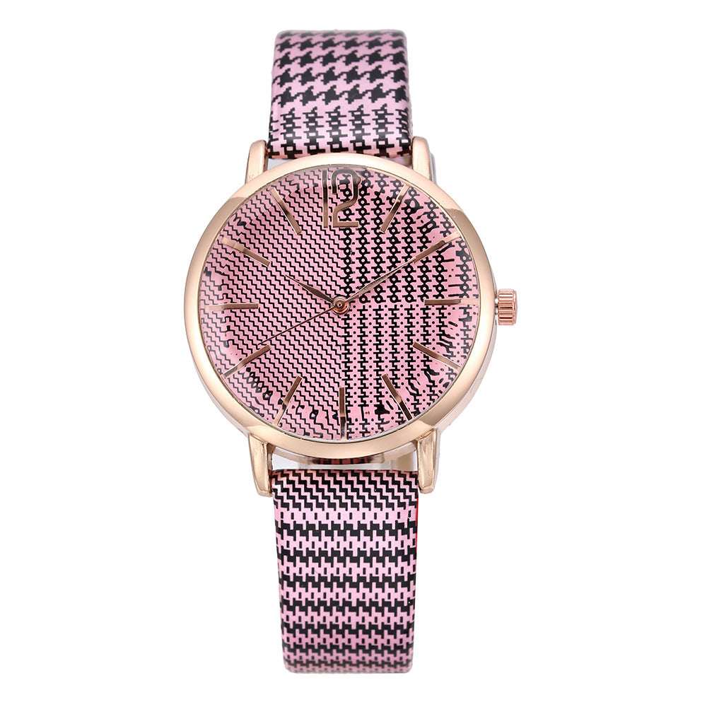 Montre-bracelet à quartz décontractée pour femme avec miroir en verre angulaire polygonal à carreaux