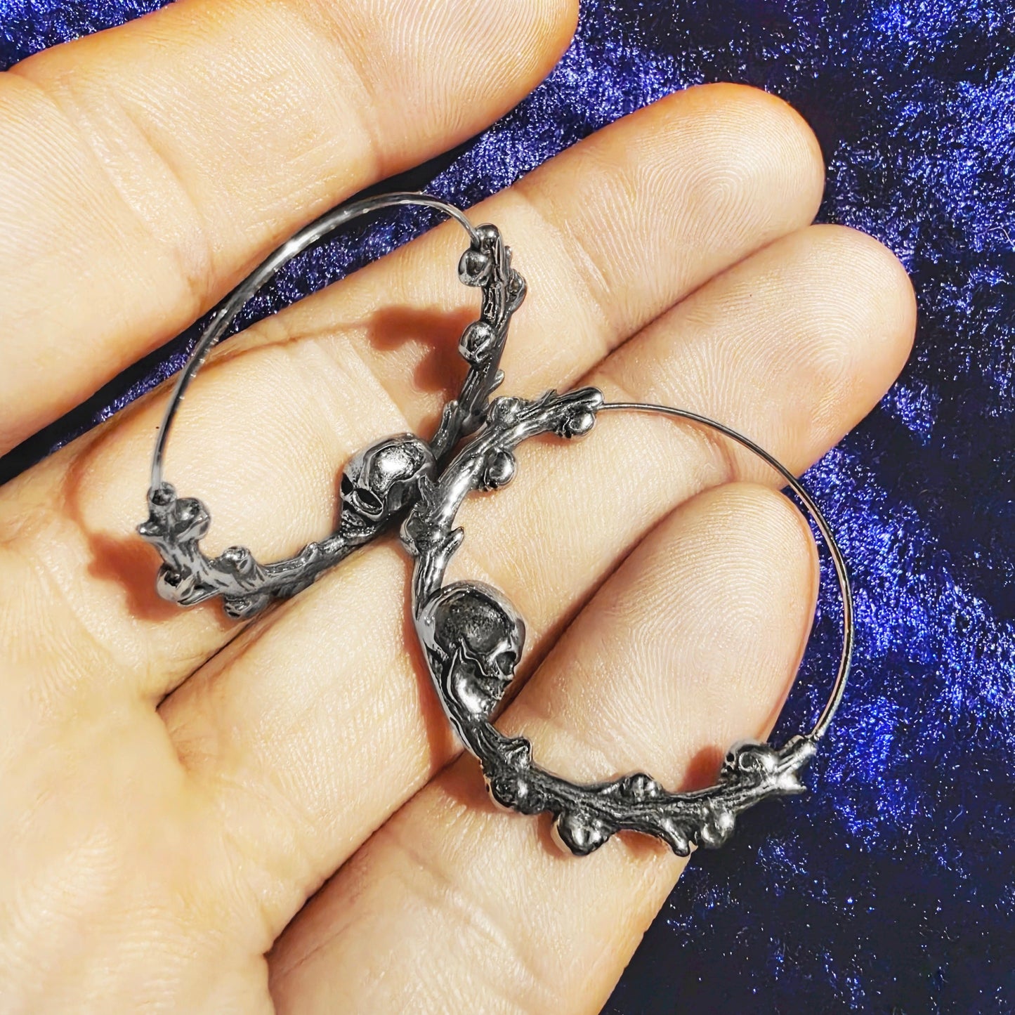 Skull Vine 28mm Hoop Earring Pair
