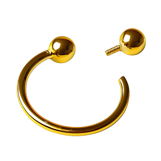 14k Gold Internally Threaded Horseshoe Ring 16G