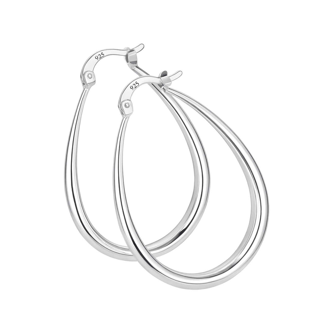 925 Sterling Silver Tear Drop Hoop Earrings 41mm
