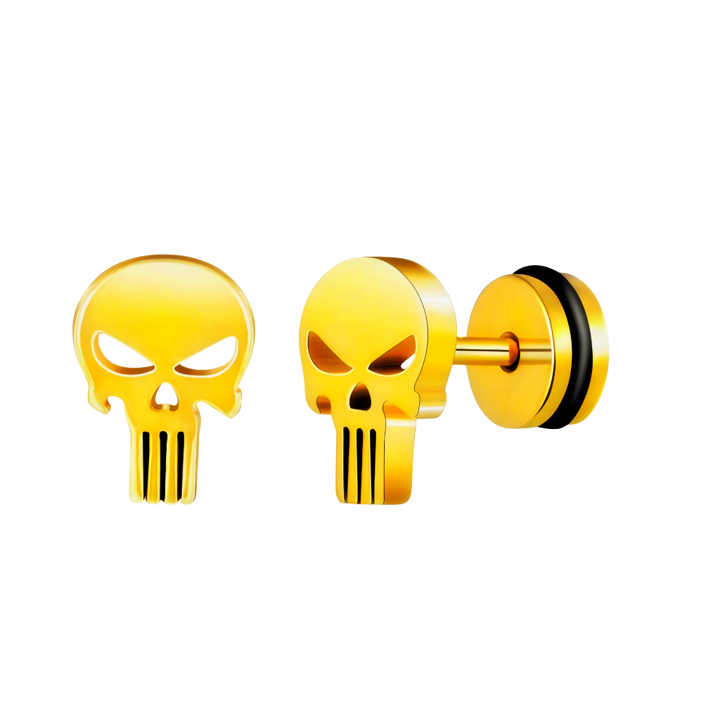 Punisher Skull Stainless Steel Ear Studs 16G