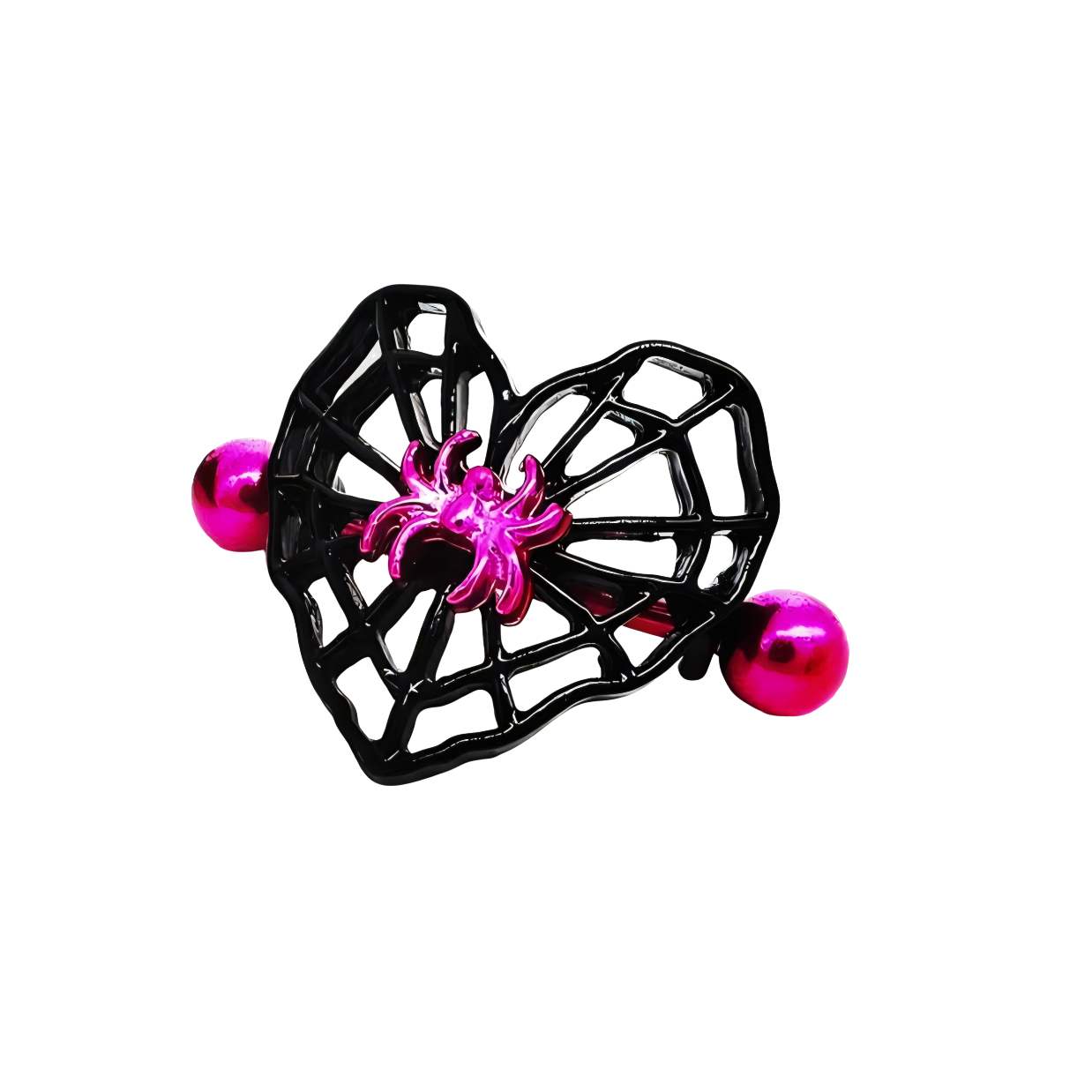 Spider Web Heart Nipple Barbell Pair 14G