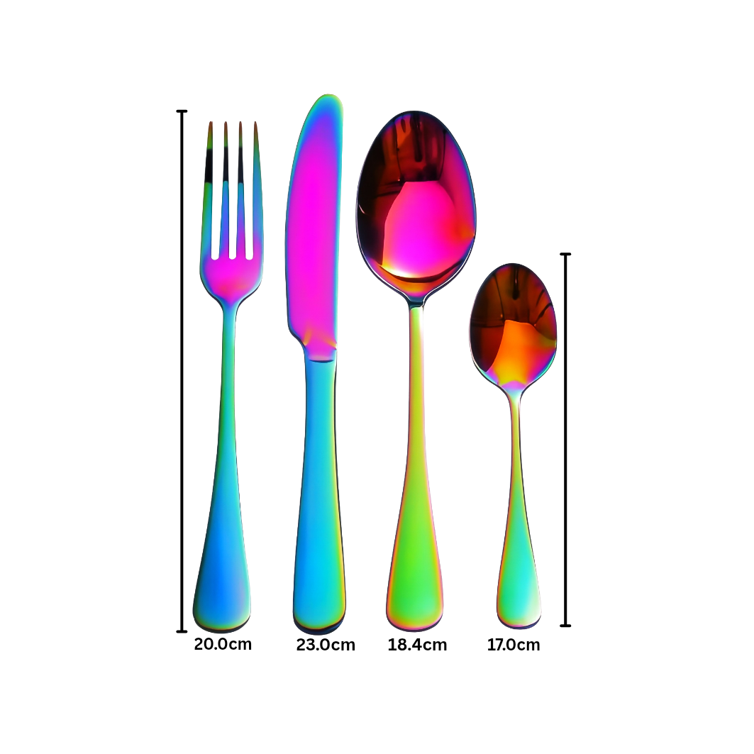 Rainbow 4pc Blank Stainless Steel Cutlery Set
