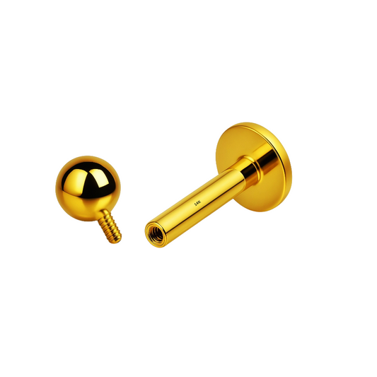 14K Gold Internally Threaded Labret Stud 16G