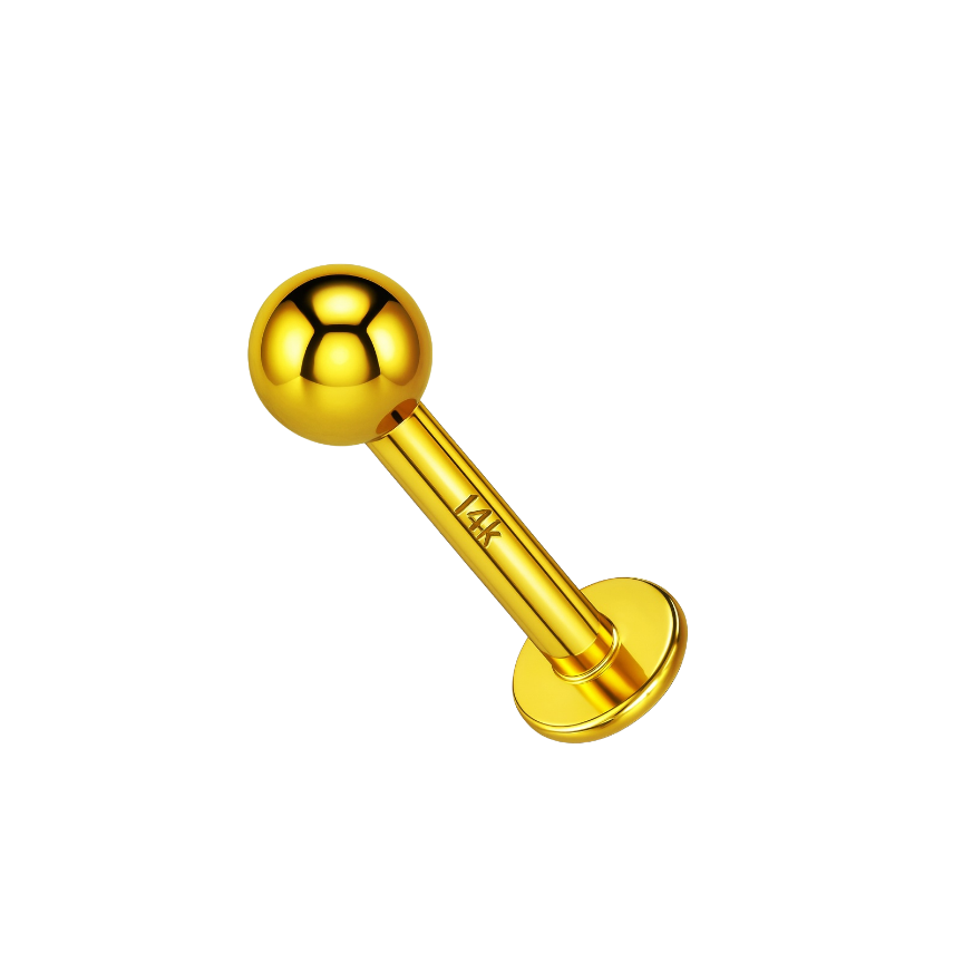 14K Gold Internally Threaded Labret Stud 16G