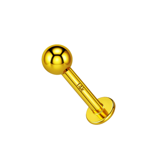 14K Gold Internally Threaded Labret Stud 16G