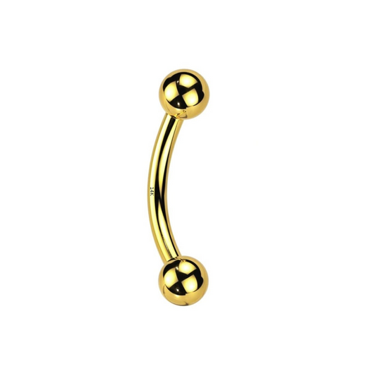 14K Gold Internally Threaded Curved Barbell 16G