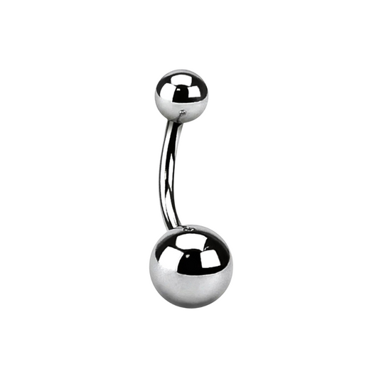 Silver Steel Full Surgical Steel Belly Bar 14G on a white background