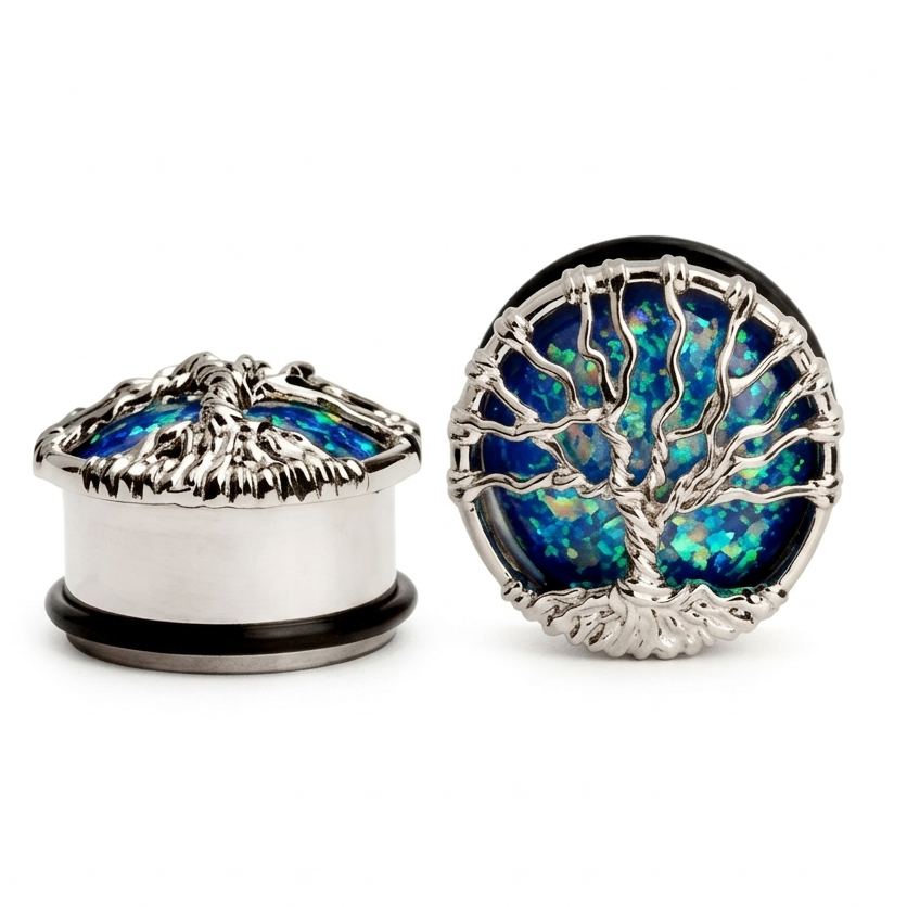 Baum des Lebens Opal Nordlichter Ohrstecker