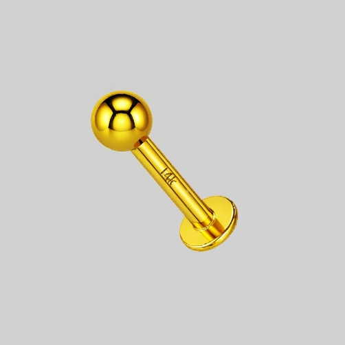 14K Gold Internally Threaded Labret Stud 16G