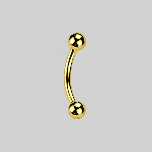 14K Gold Internally Threaded Curved Barbell 16G