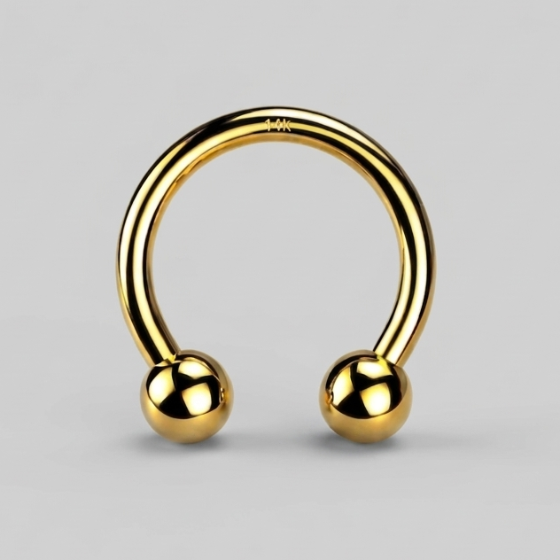 14k Gold Internally Threaded Horseshoe Ring 16G