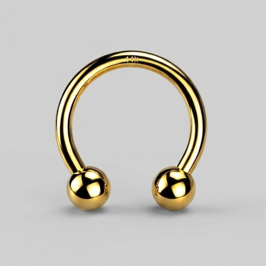 14k Gold Internally Threaded Horseshoe Ring 16G