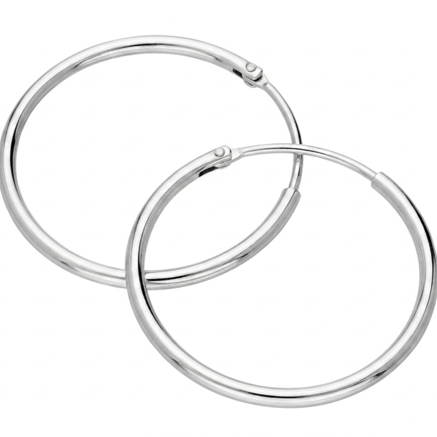 Sterling Silver Plated Pin Hoop Earring Pair