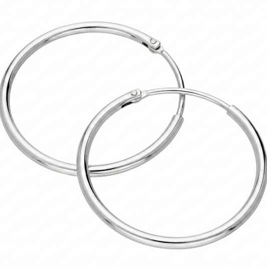 Sterling Silver Plated Pin Hoop Earring Pair