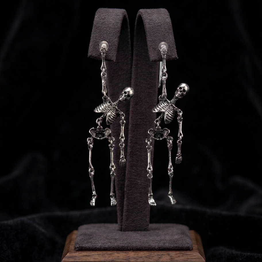 Skeleton Dangle Ear Stud Pair