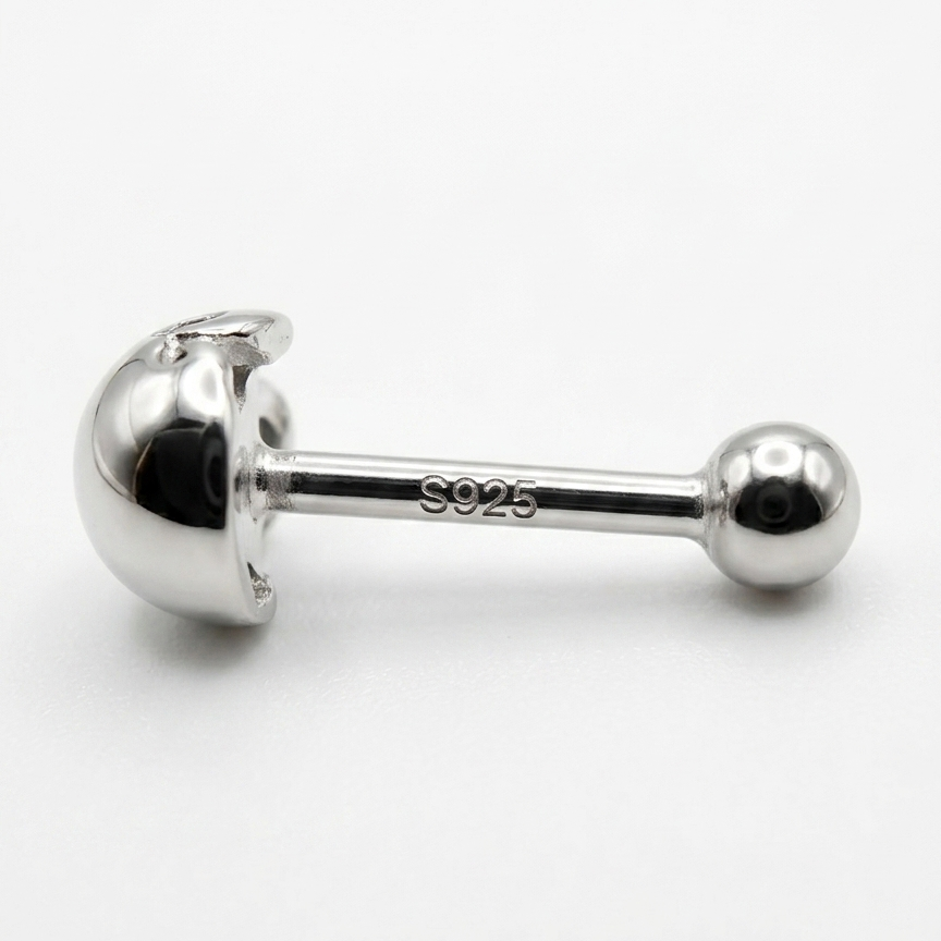 925 Sterling Silver Crystal Eyed Skull Ear Stud Pair