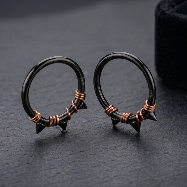 Spiked Black Clicker Hoops