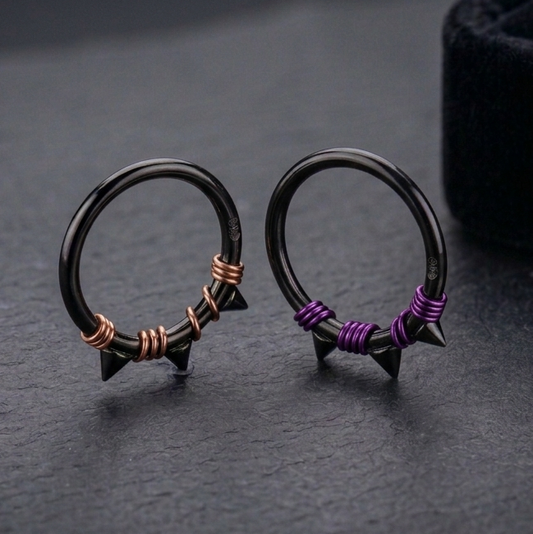 Spiked Black Clicker Hoops