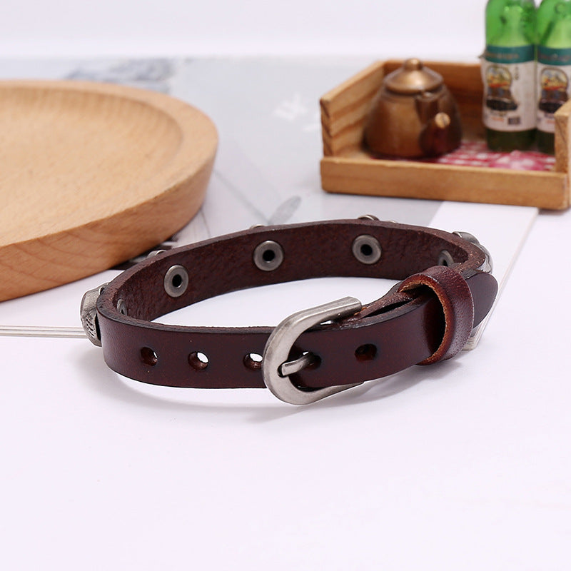 Punk style skull leather trend men and women student jewelry bracelet