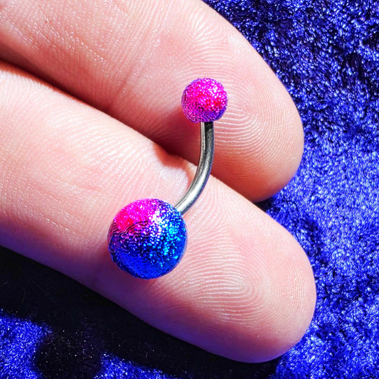 Pink & Blue Mixed Coloured Belly Bar 14G