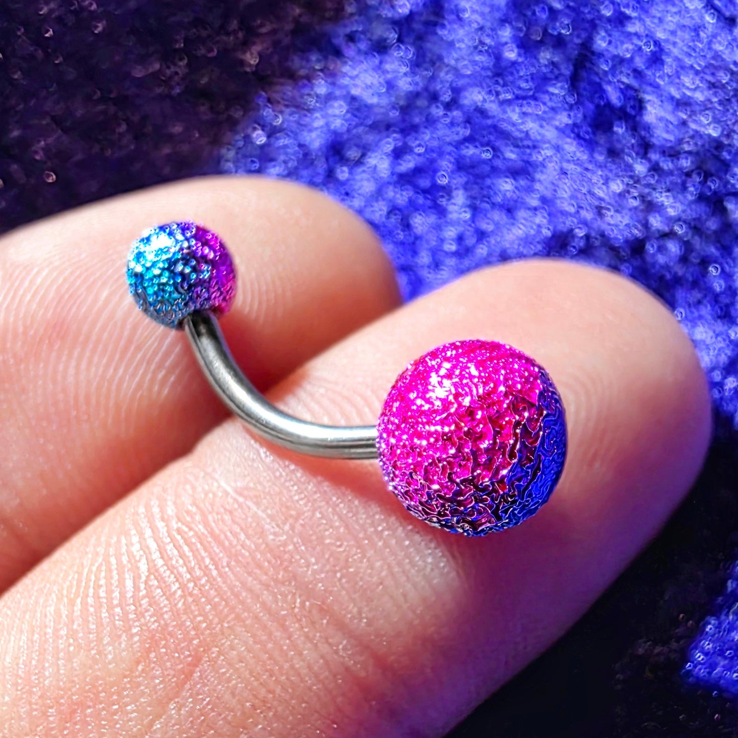 Pink & Blue Mixed Coloured Belly Bar 14G