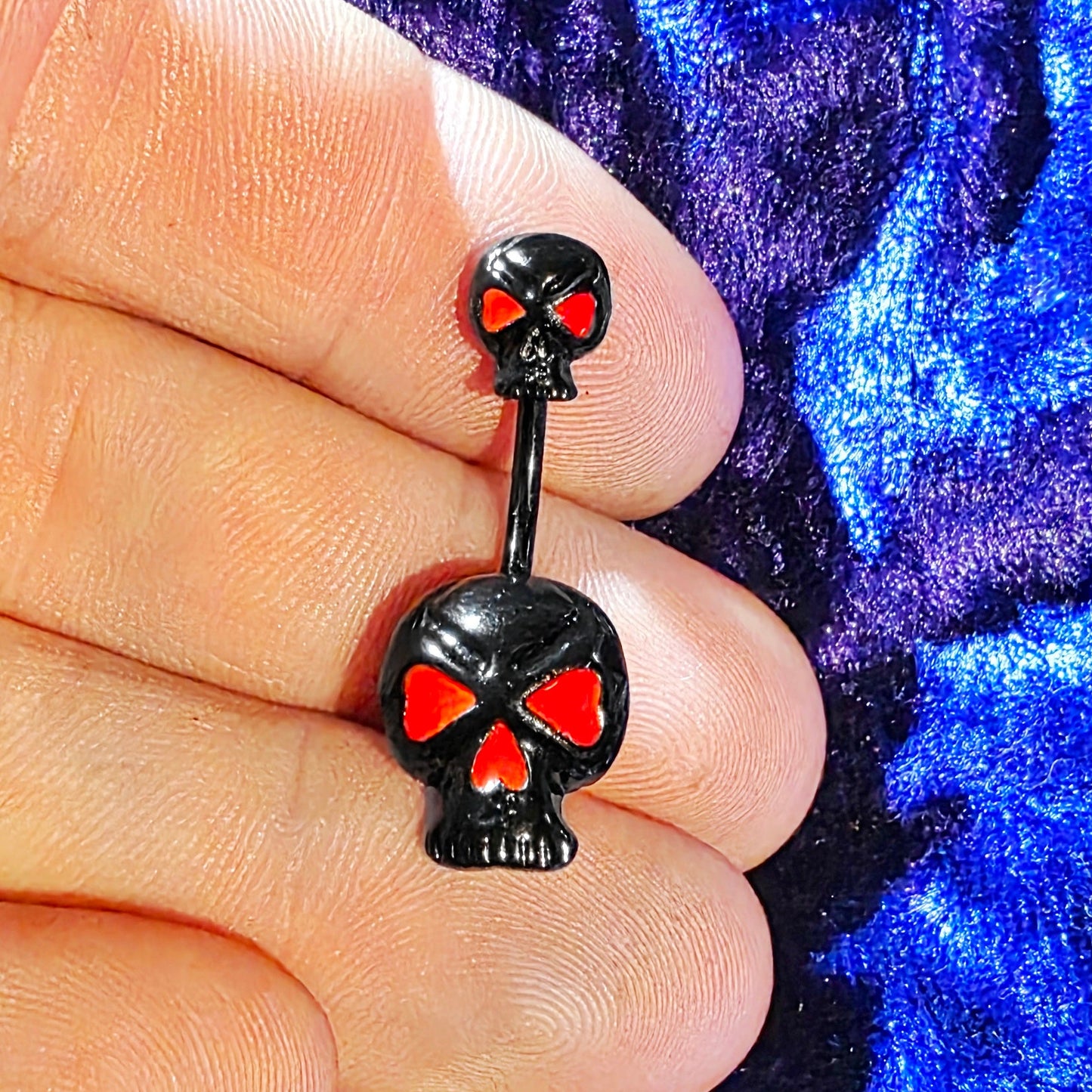 Punk Black & Red Skull Belly Bar 14G