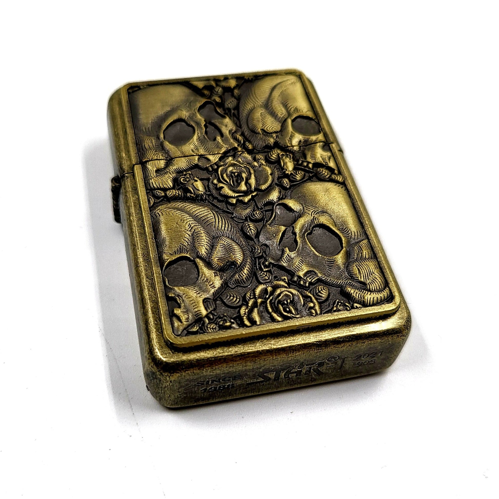 Skulls And Roses Bronze Lighter - Pretty Savage Jewellery