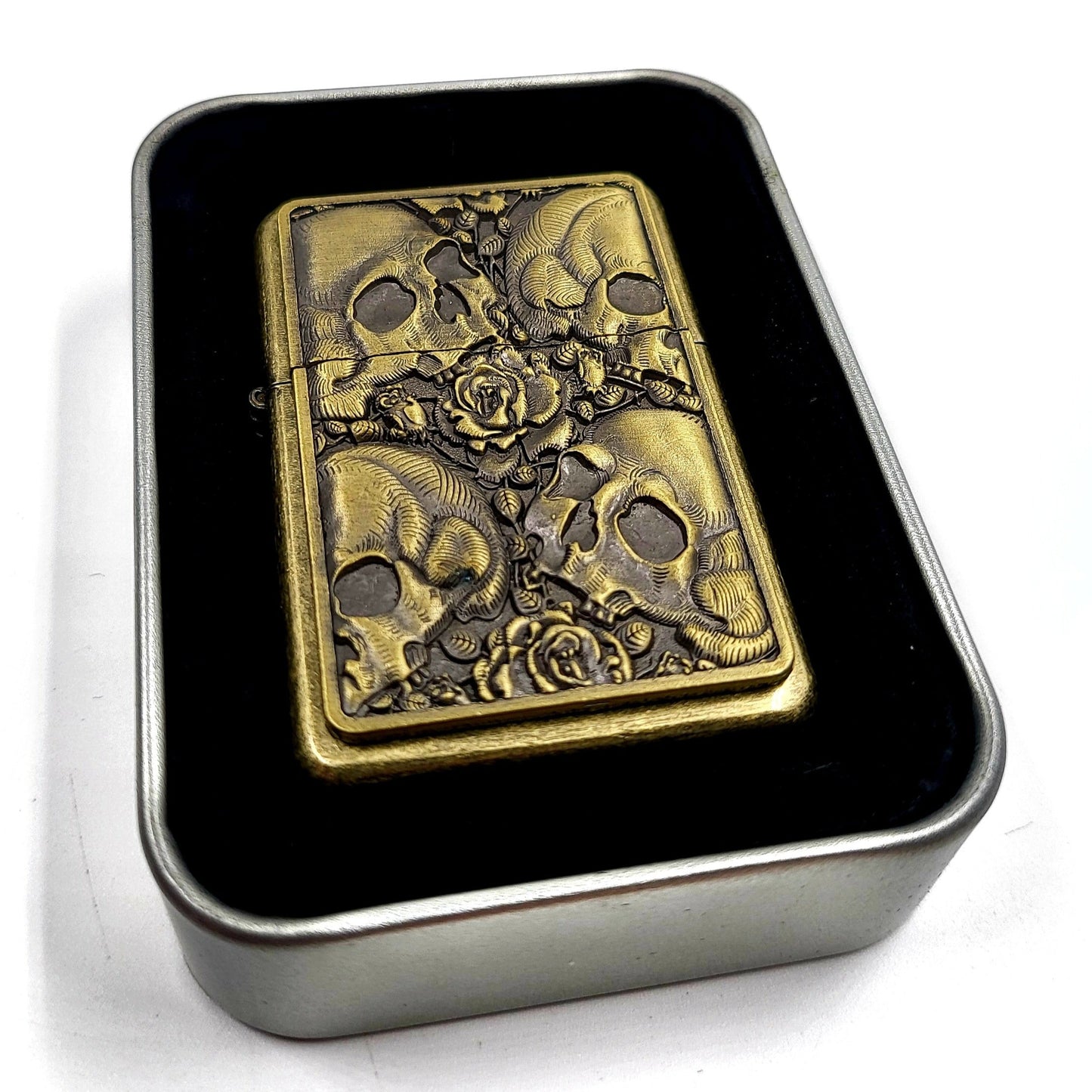 Skulls And Roses Bronze Lighter - Pretty Savage Jewellery