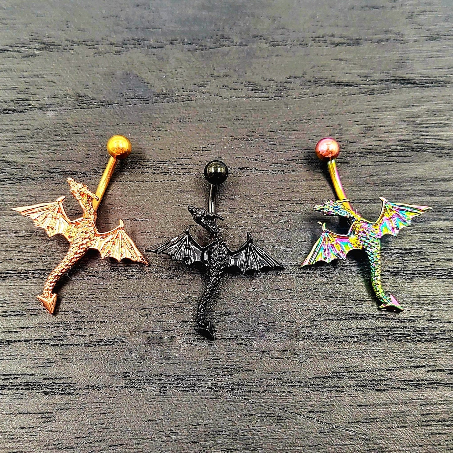 Dragon Design Stainless Steel Belly Bar