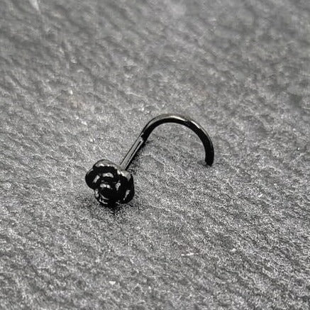 Black Rose Stainless Steel Nose Studs - Pretty Savage Jewellery