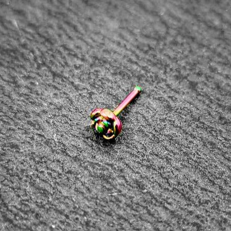 Rainbow Multicolour Stainless Steel Rose Nose Studs - Pretty Savage Jewellery