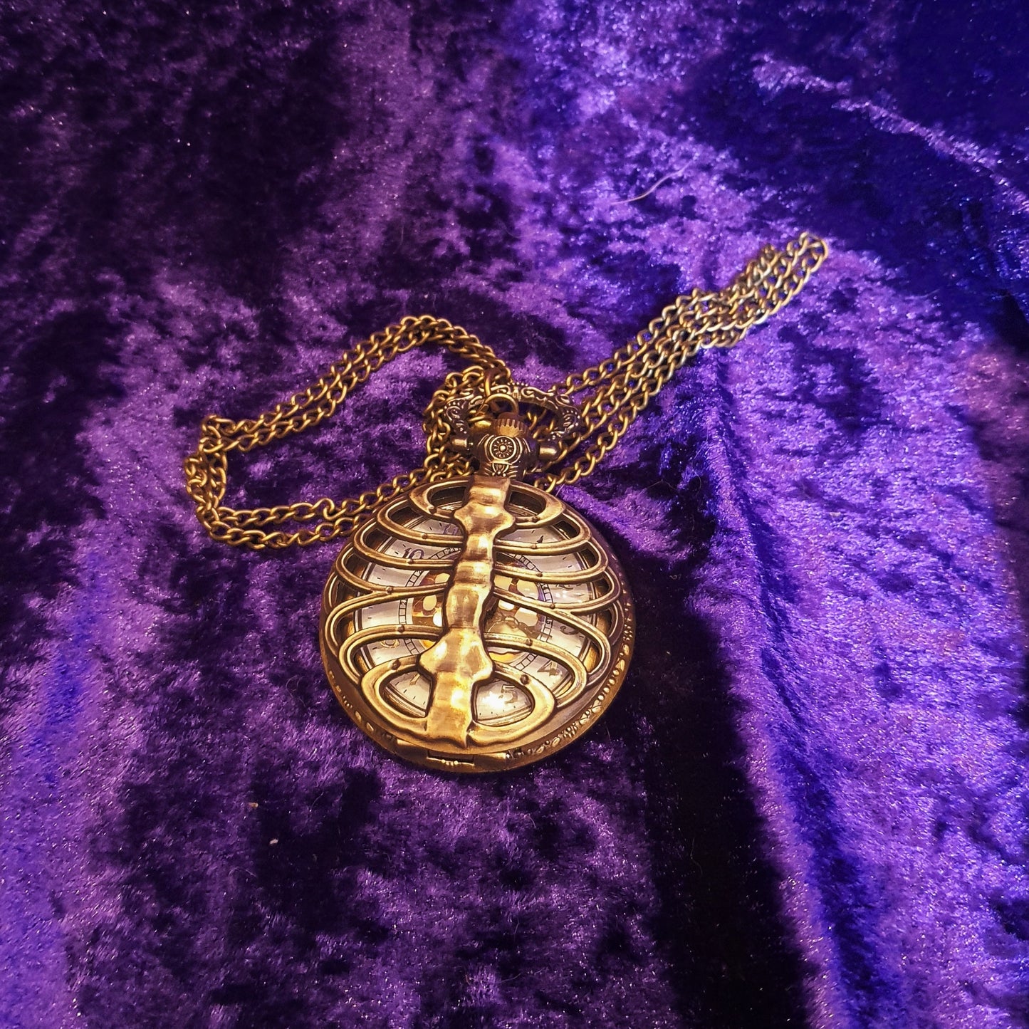 Rib Cage Skeleton Bronze Personalised Pocket Watch With Chain - Pretty Savage Jewellery