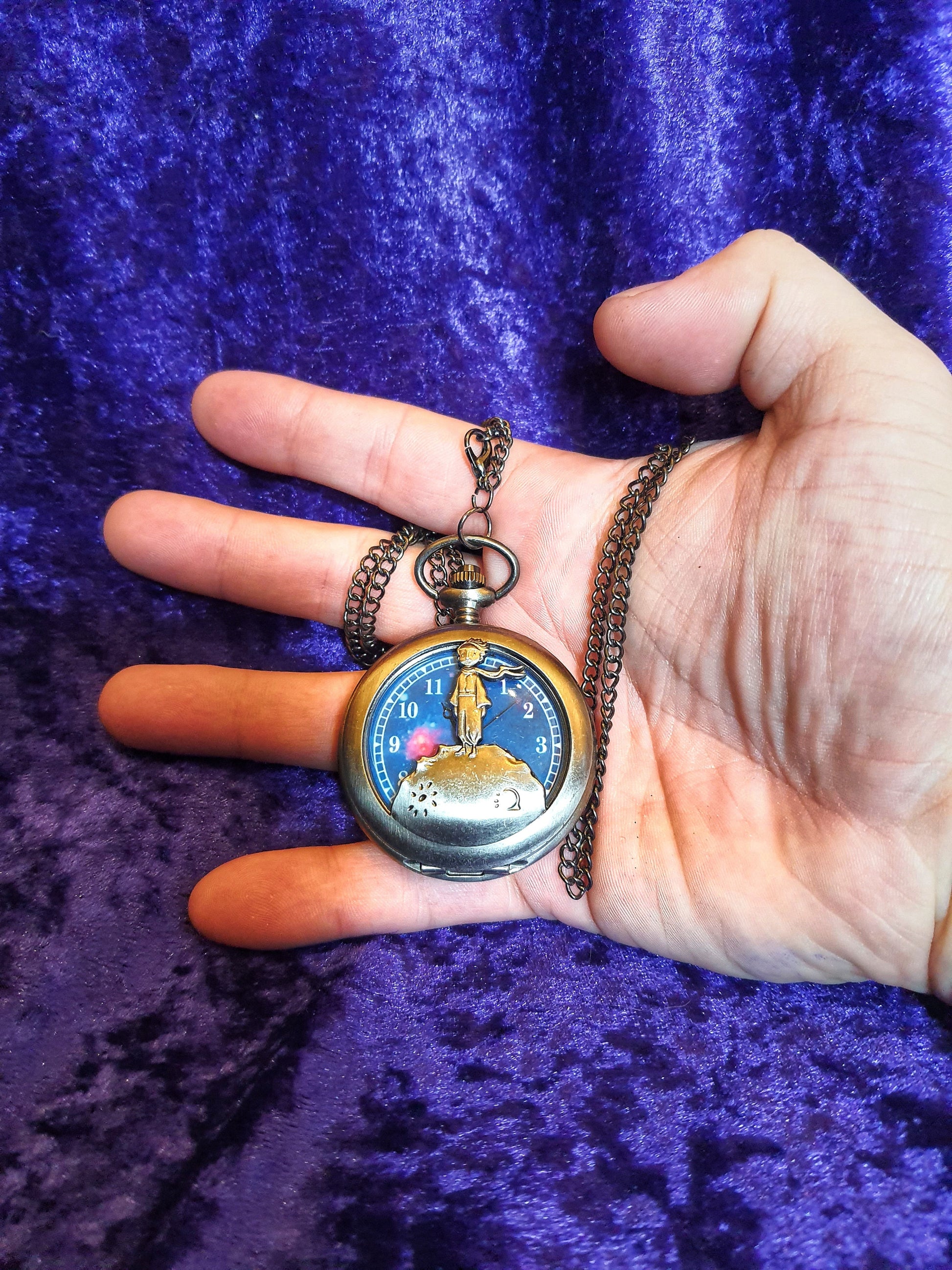 Boy On The Moon Pocket Watch with Chain Quartz Pocket Watch - Pretty Savage Jewellery