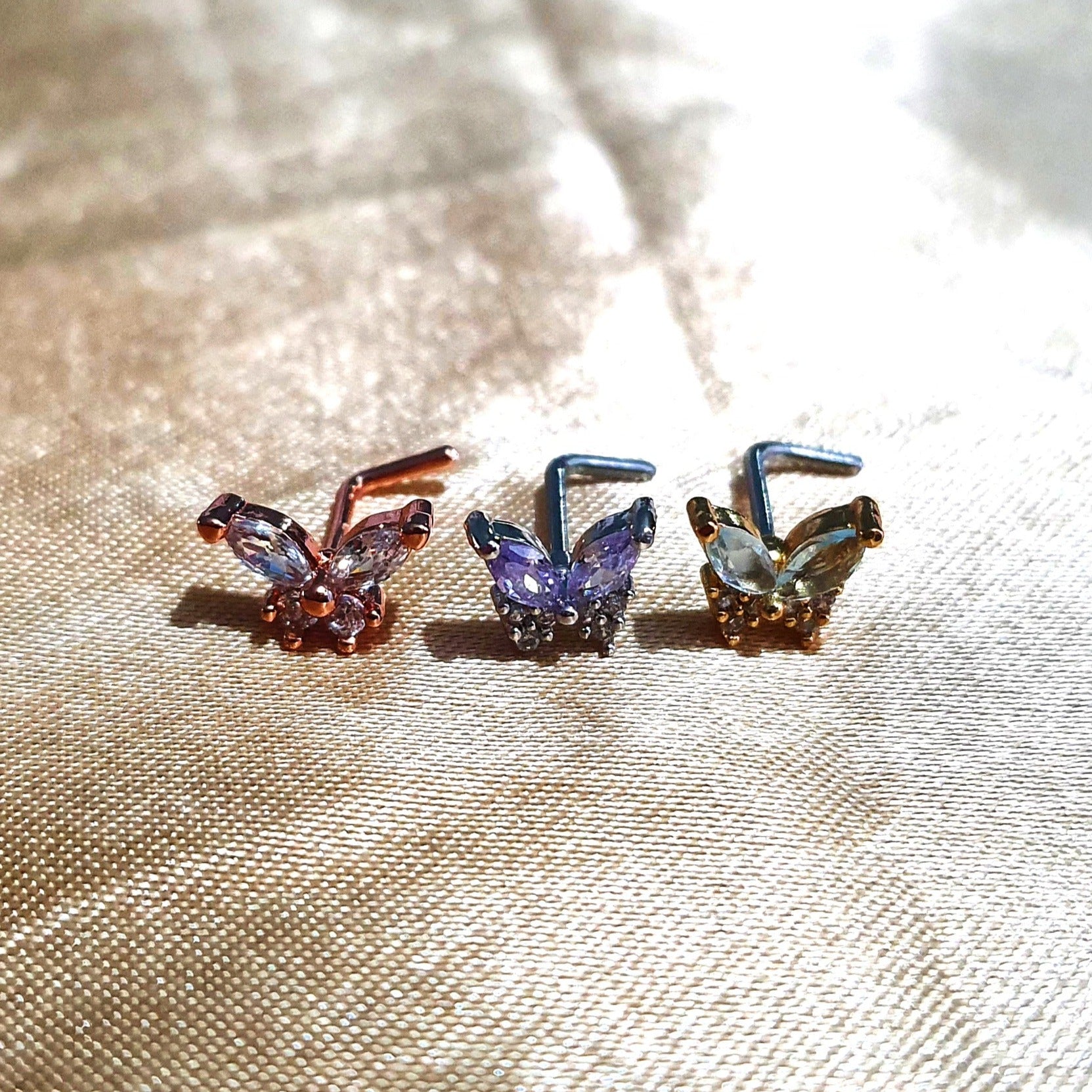 Butterfly Gem Elegant Nose Studs - Pretty Savage Jewellery