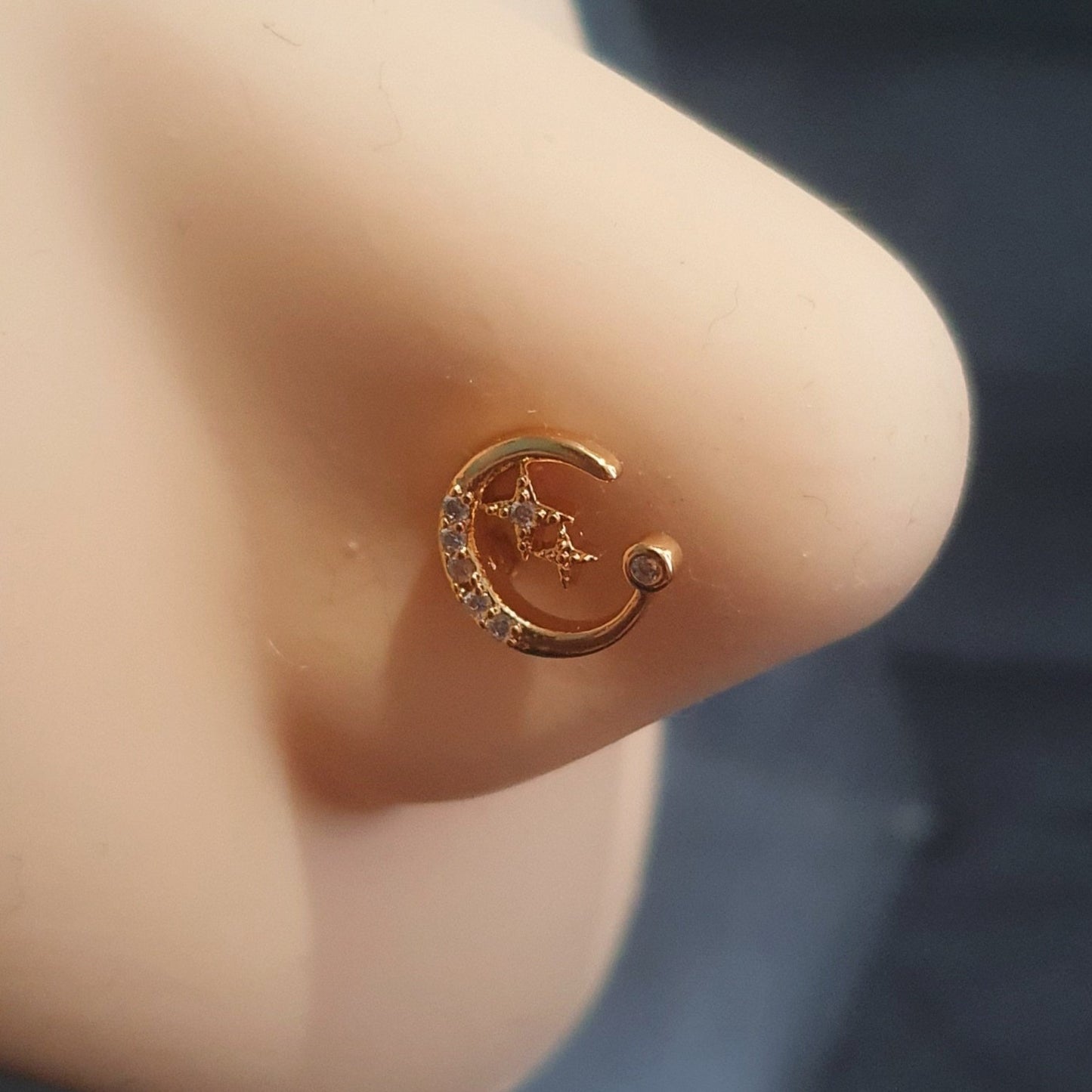 Moon And Stars Nose Stud Piercing Body Jewellery - Pretty Savage Jewellery