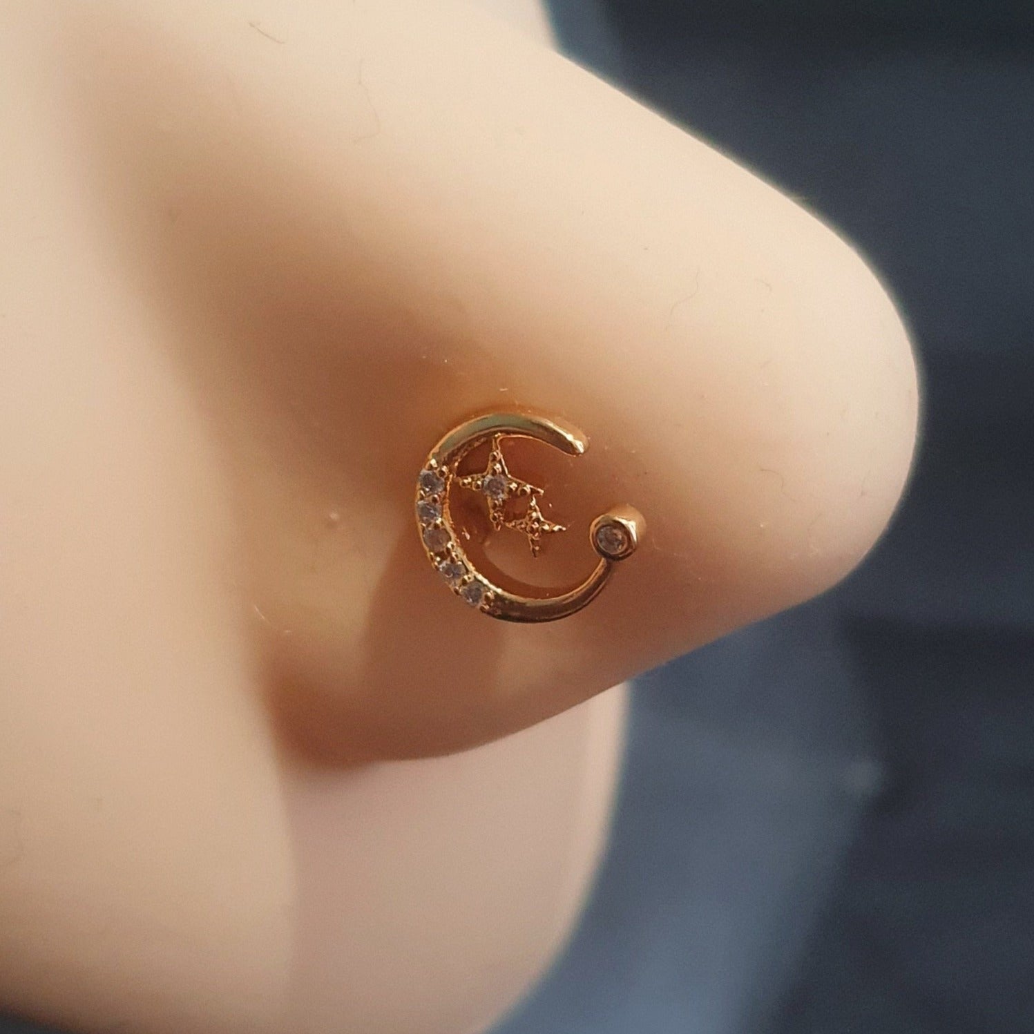 Moon And Stars Nose Stud Piercing Body Jewellery - Pretty Savage Jewellery