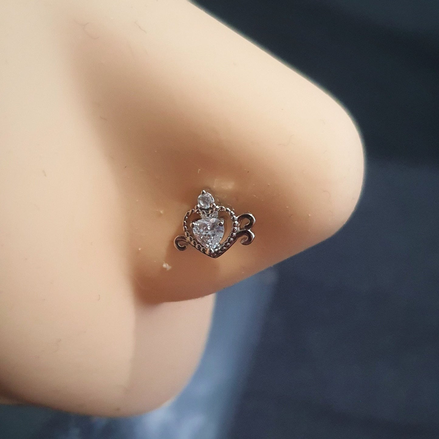 Princess Heart Nose Stud - Pretty Savage Jewellery