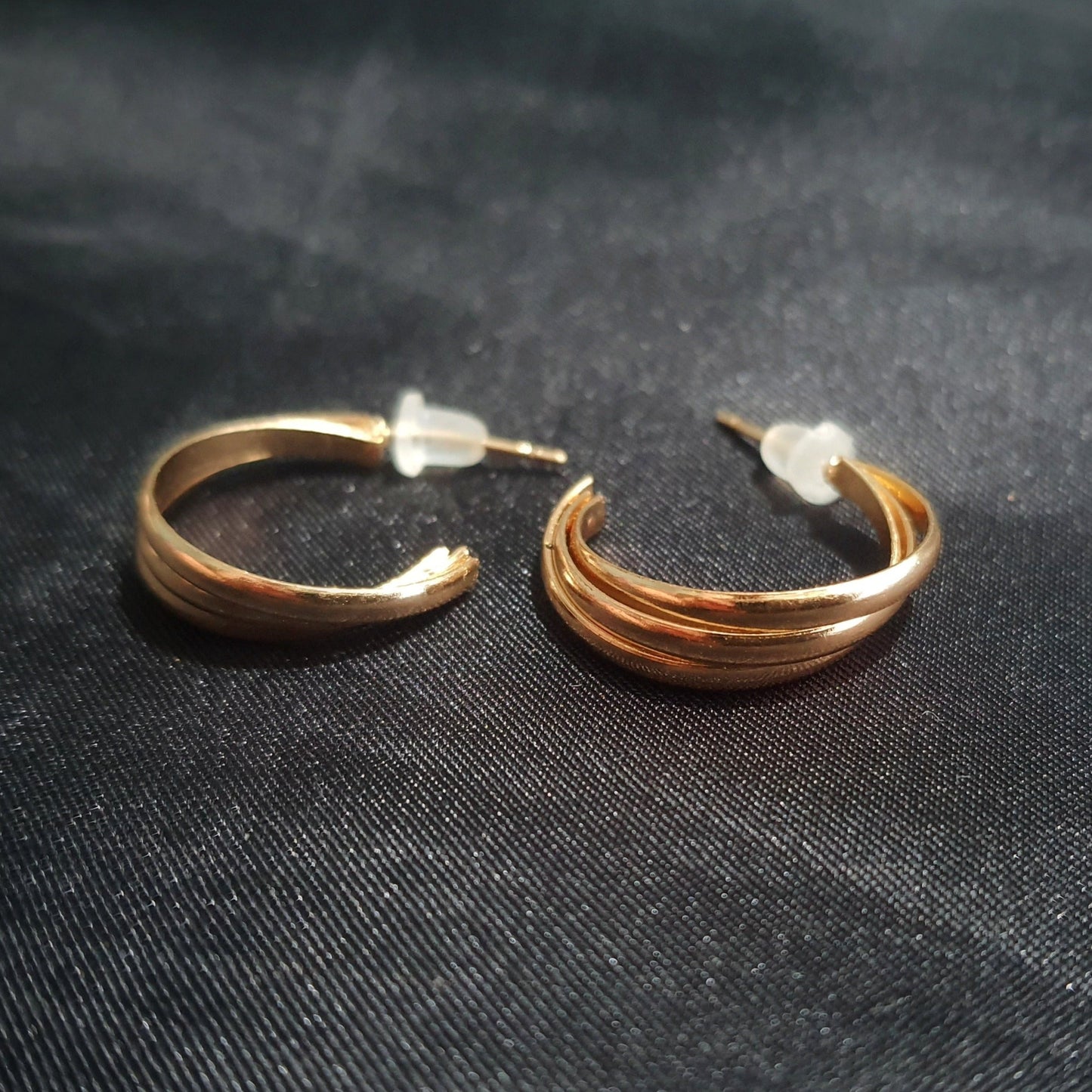 Triple Closed Golden Earring Hoop Pair - Pretty Savage Jewellery