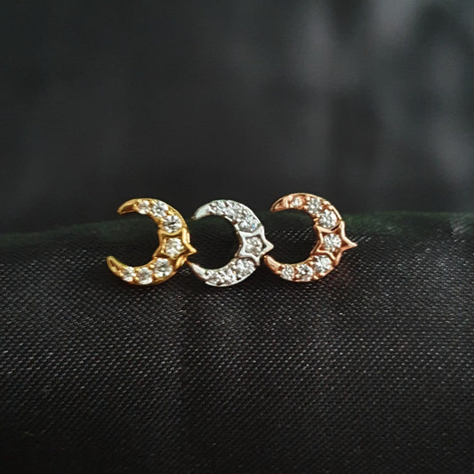 Crystal Moon And Star Nose Studs - Pretty Savage Jewellery