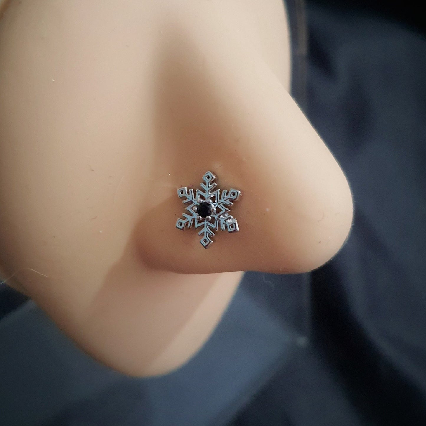 Silver Snowflake Nose Stud - Pretty Savage Jewellery