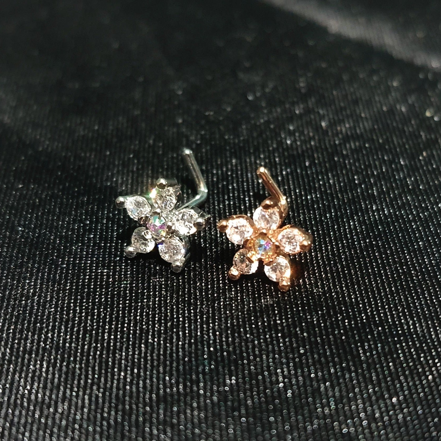 Gem Flower Nose Studs - Pretty Savage Jewellery